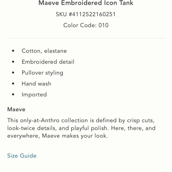 Maeve x Anthropologie Embroidered Icon Tank Top-Cherry Tomatoes NWOT - Picture 4 of 9